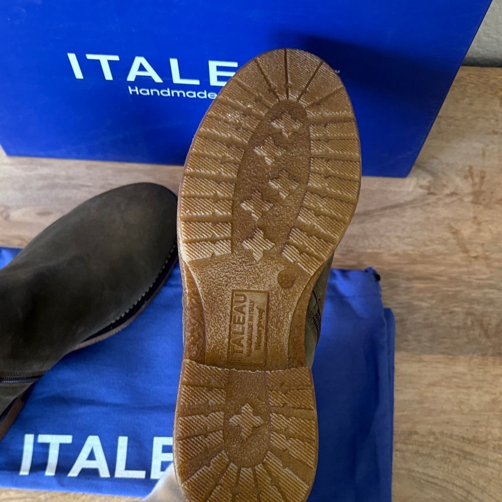 Italeau Women's Olive Suede Ankle Boots- Weatherproof & Handmade in Italy - Picture 12 of 14